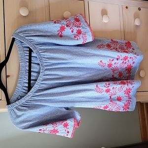 Talbots blue with embroidery top - Medium